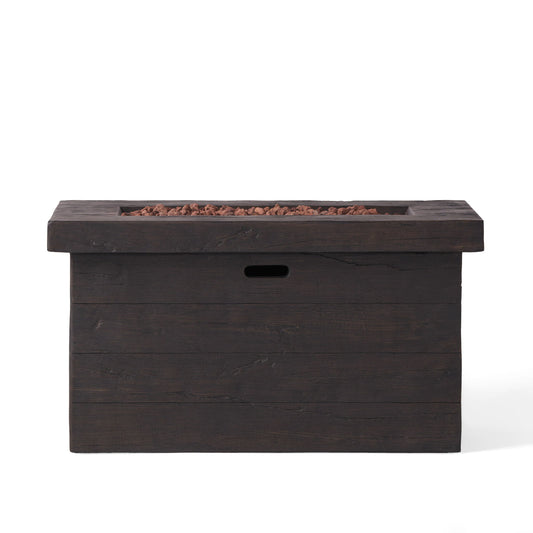 Custer - Rectangular Fire Pit 50, 000 Btu Magnesium Oxide - Brown Noble House