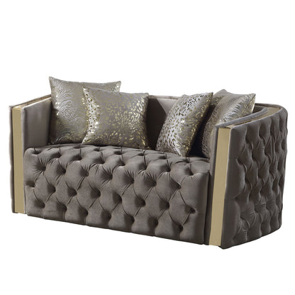 Naomi - Button Tufted Loveseat - Taupe Matrix Furniture Group