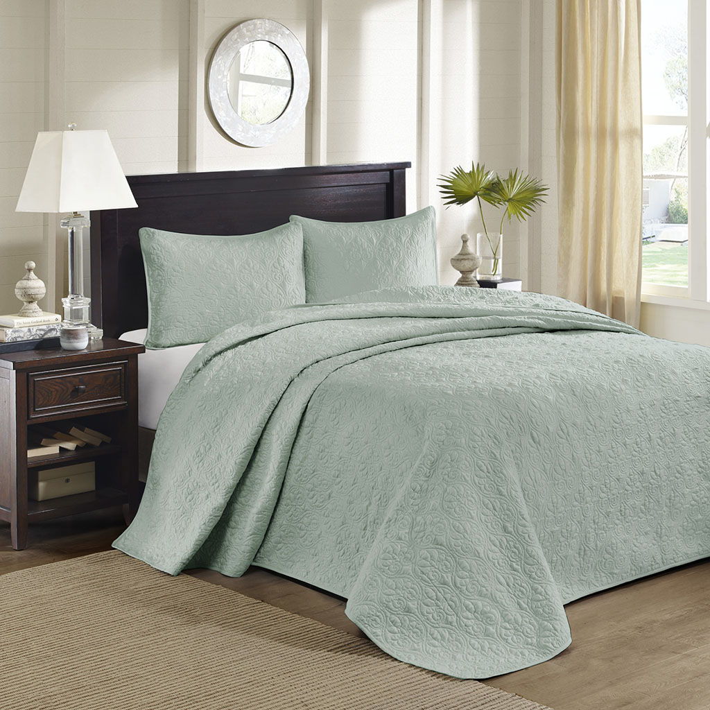 Quebec - King Reversible Bedspread Set - Seafoam