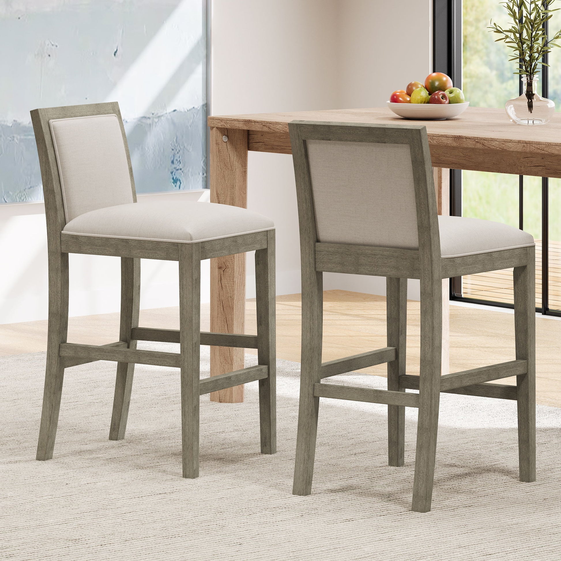Upholstered Barstools (Set of 2) Noble House