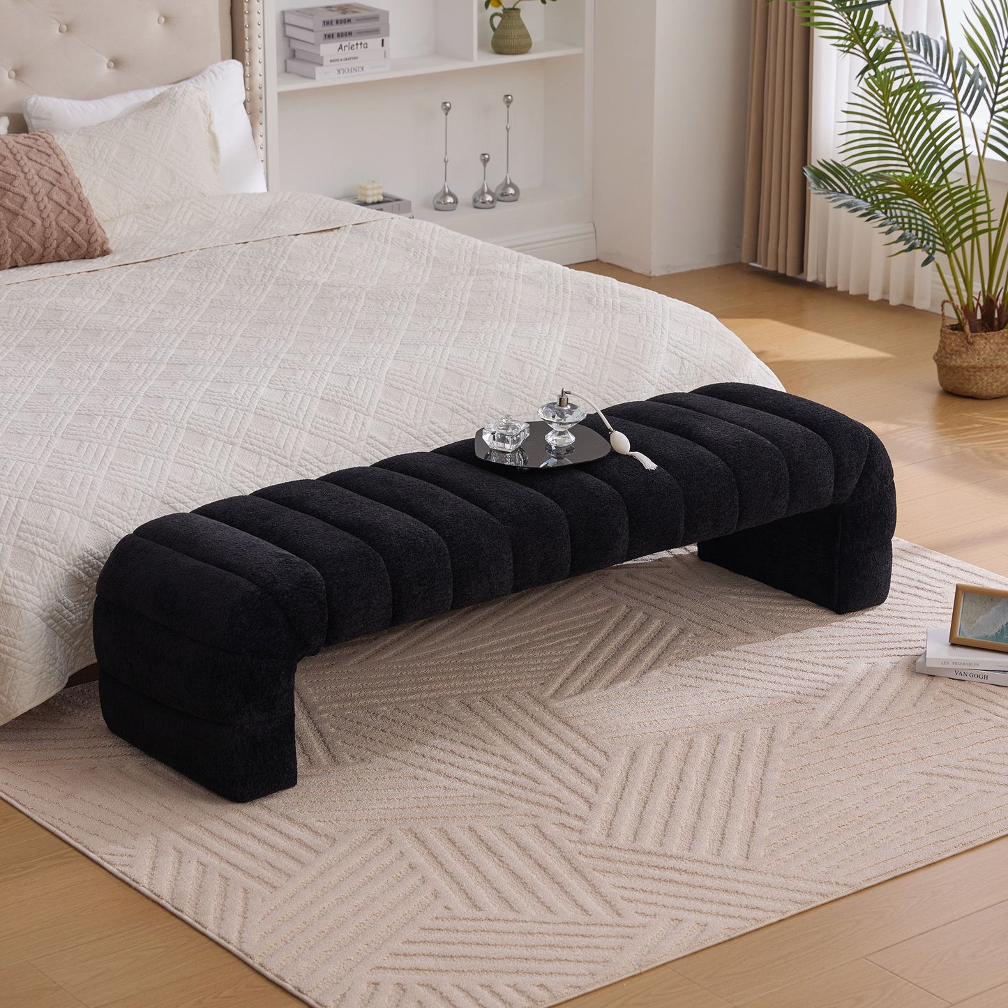 Modern Upholstered Armless Bed Bench With Channel Tufted Design - Snoozhouse