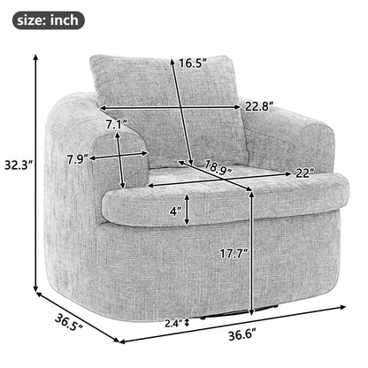 Modern Swivel Barrel Chair With Dual-Layer Cushion Hearth and Haven