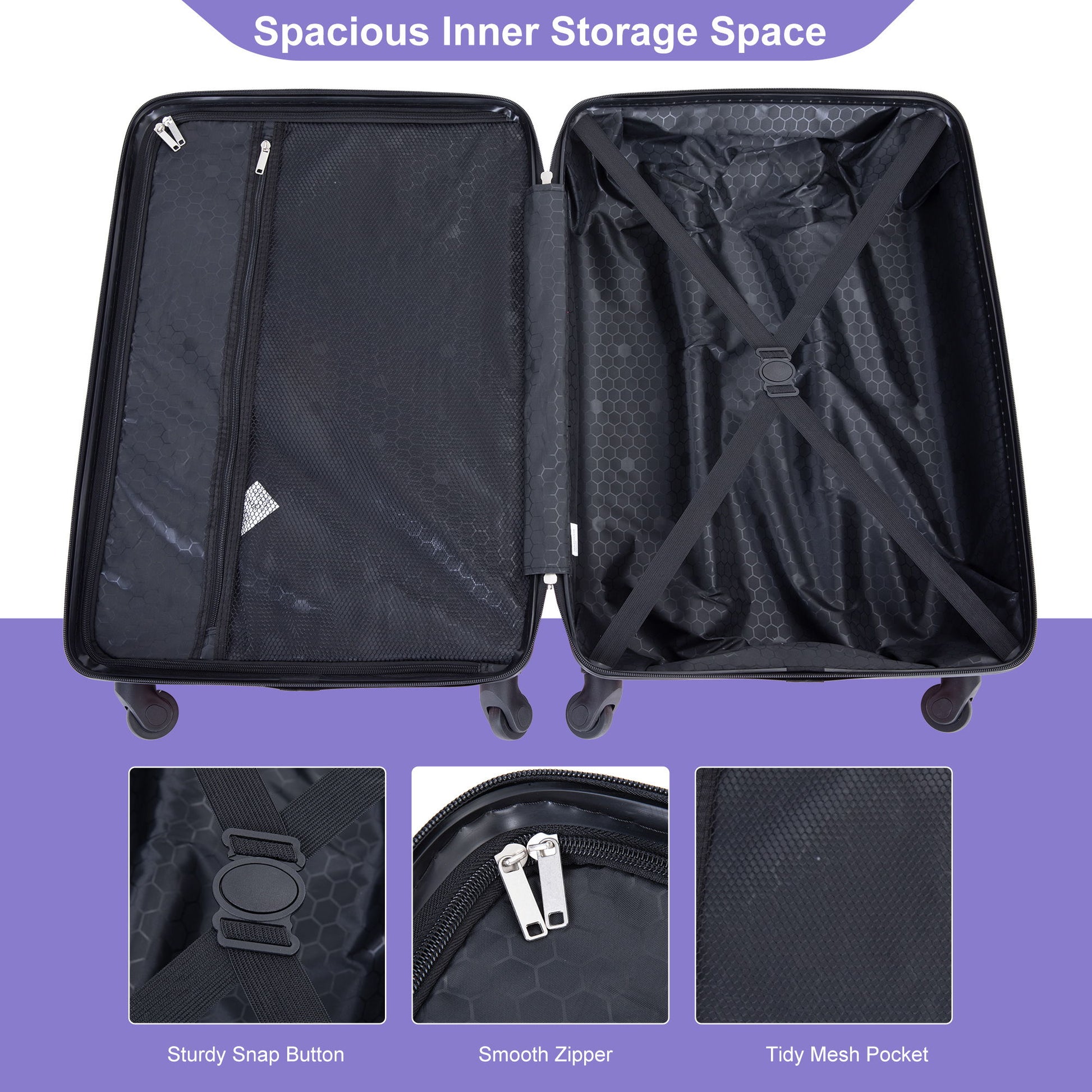 Luggage 4 Piece Lightweight Suitcase With Rotating Wheels With Tsa Lock, Daily Nest
