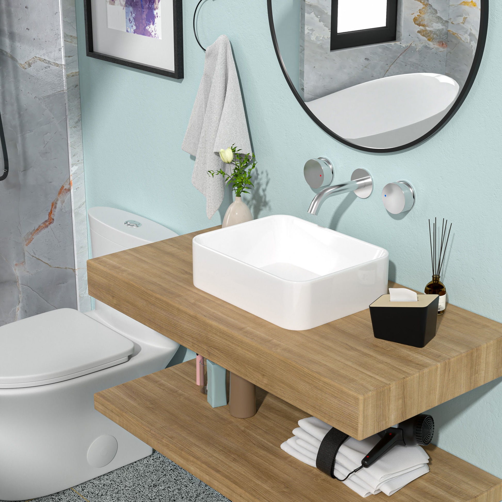 Modern European Design Ceramic Rectangular Vessel Bathroom Sink Daily Nest