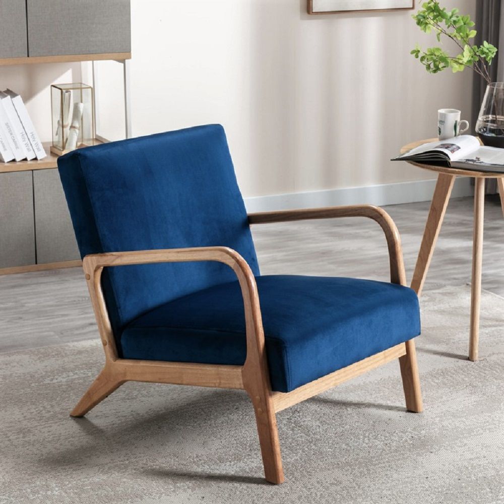 Classic Mid-Century Modern Accent Chairs, Open Framed Armchair With Cushioning US Pride