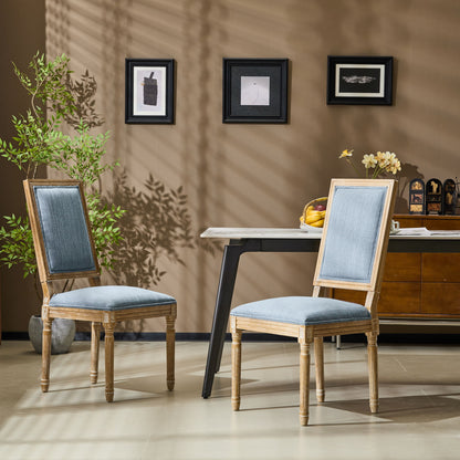 French Country Style Dining Chair With Upholstered Seating And Fluted Legs Noble House