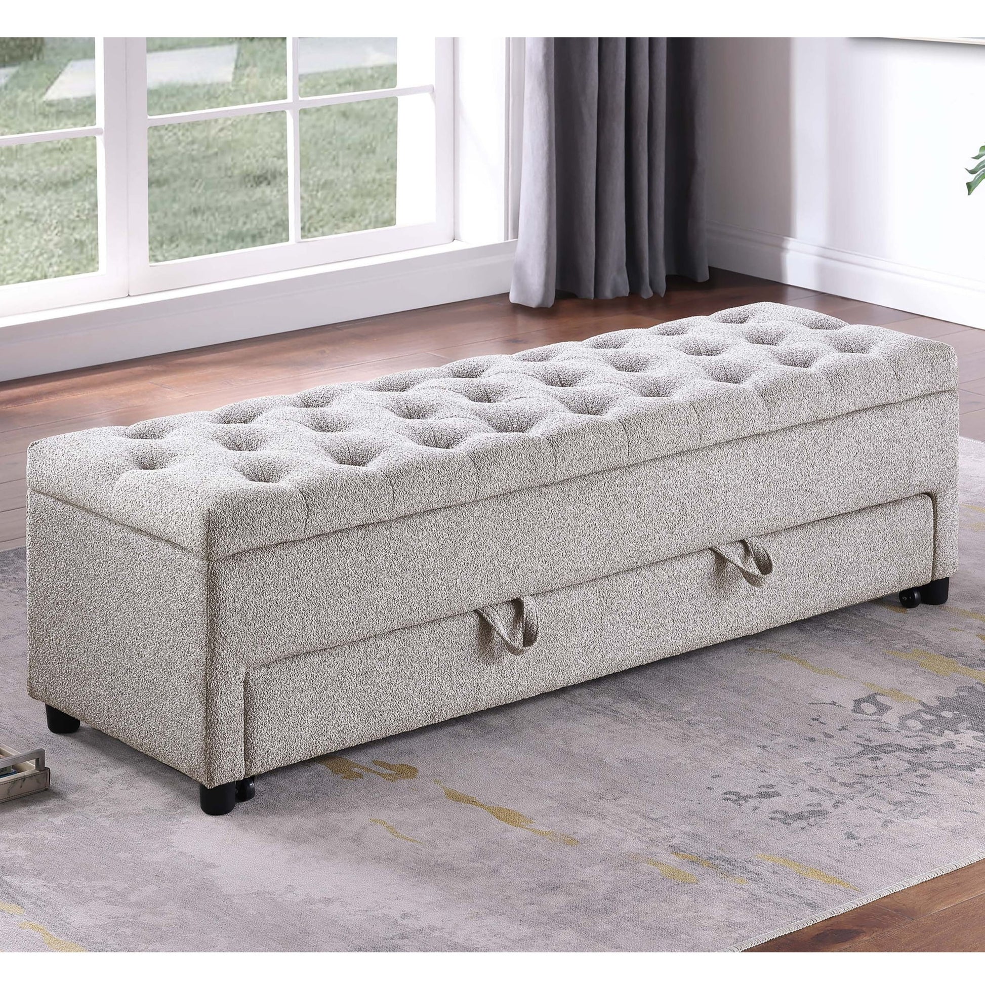 Storage Ottoman With Tufted Seat And Underseat Drawer Home Essentials