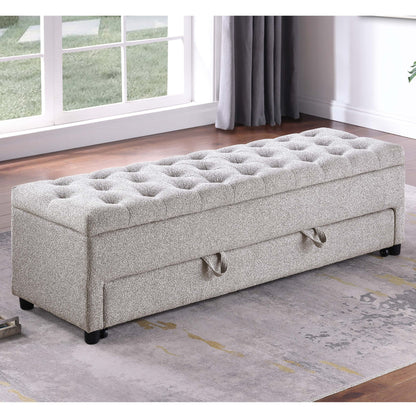 Storage Ottoman With Tufted Seat And Underseat Drawer Home Essentials