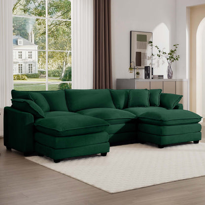 Modern Oversized Modular Cushion Sofa With Ottoman, Low Back, Deep Seating Sofa Set Home Essentials