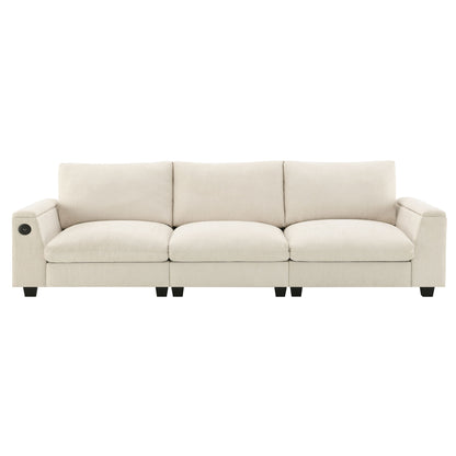 Sectional With Bluetooth Speaker Comfy Cloud Couch Set With Drop Down Table Cup Holders, USB Charger Storage Armrest Wide Seat Sofa