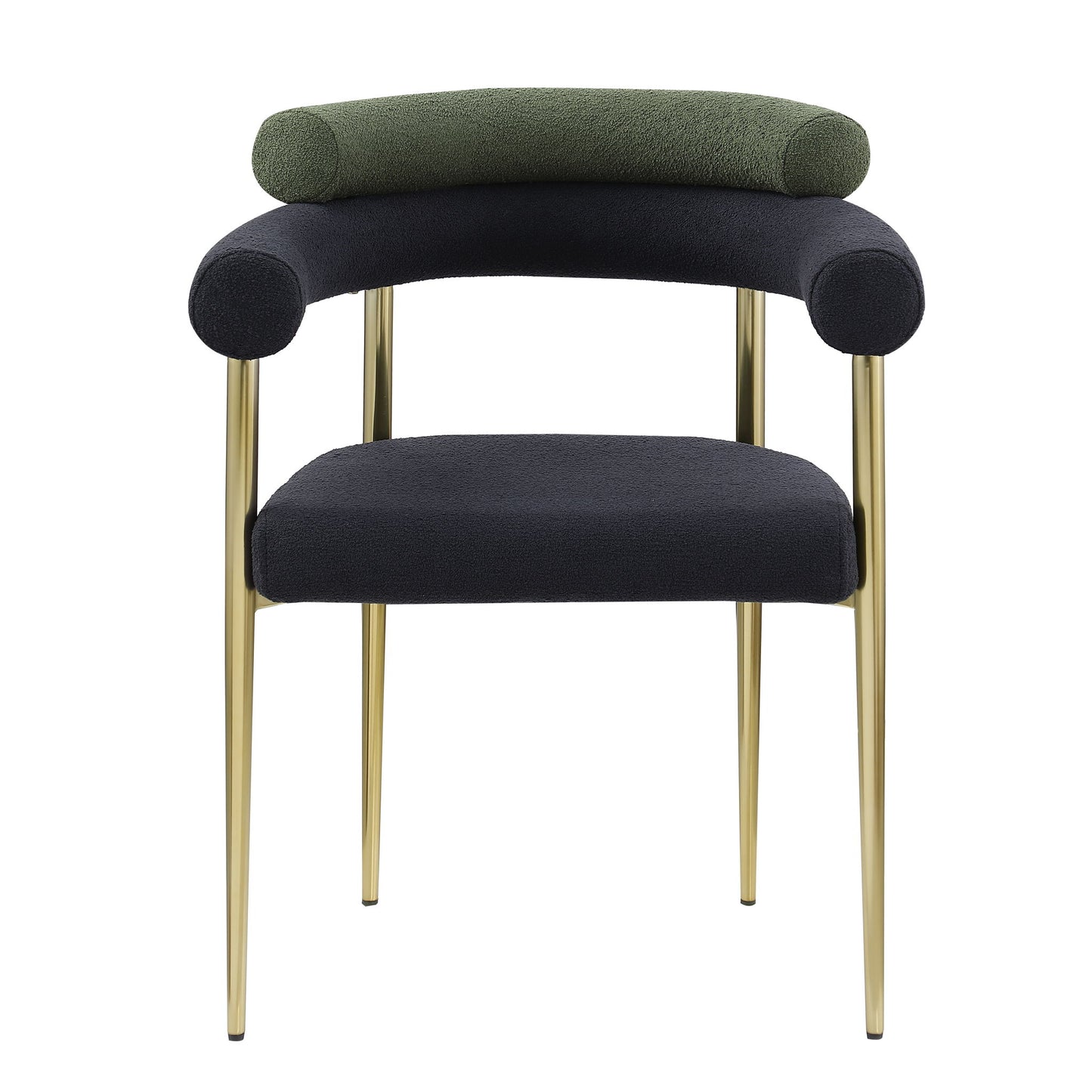 Dining Chairs (Set of 2), Mid-Century Modern Dining Chairs, Kitchen Dining Room Chairs, Round Boucle Backrest Sherpa Dining Chair With Brushed Bronze Metal Legs Home Essentials