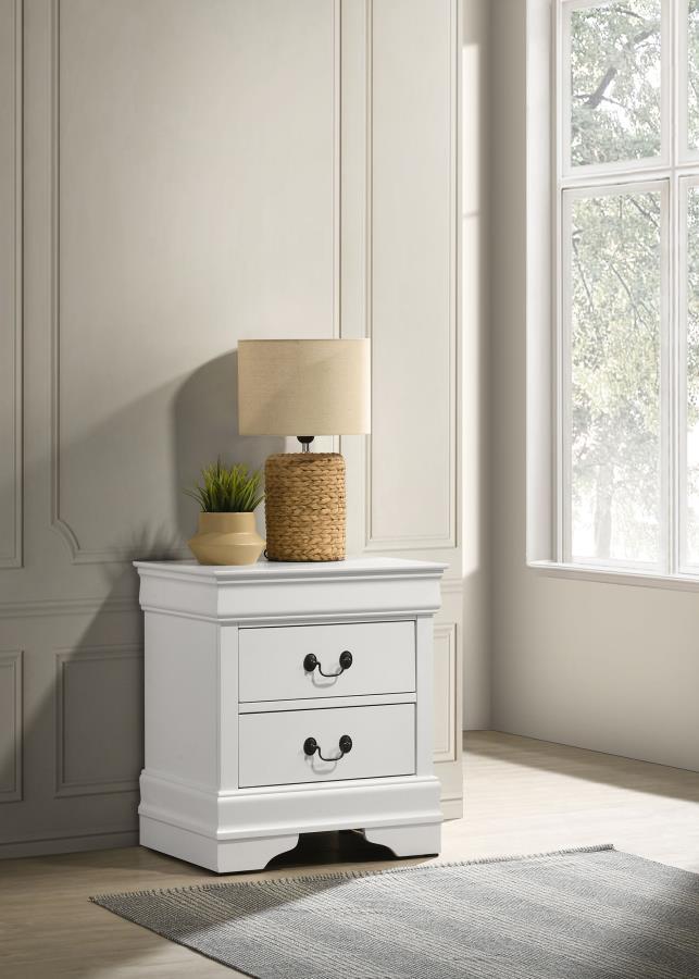 Louis Philippe - 2-Drawer Nightstand Bedside Table - White Coaster Fine Furniture