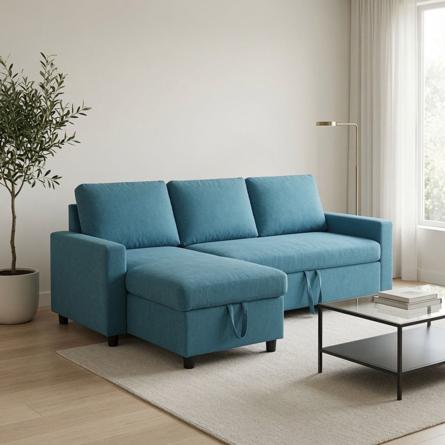 L - Shaped Convertible Sofa Bed With Storage Chaise Home Essentials