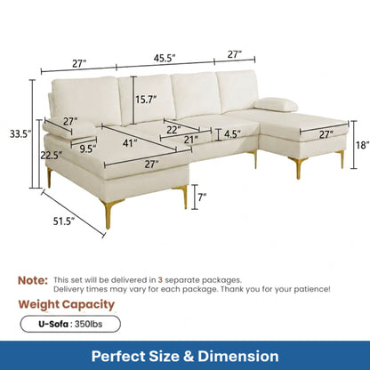 U - Shaped Sectional Sofa With Double Chaise Home Essentials