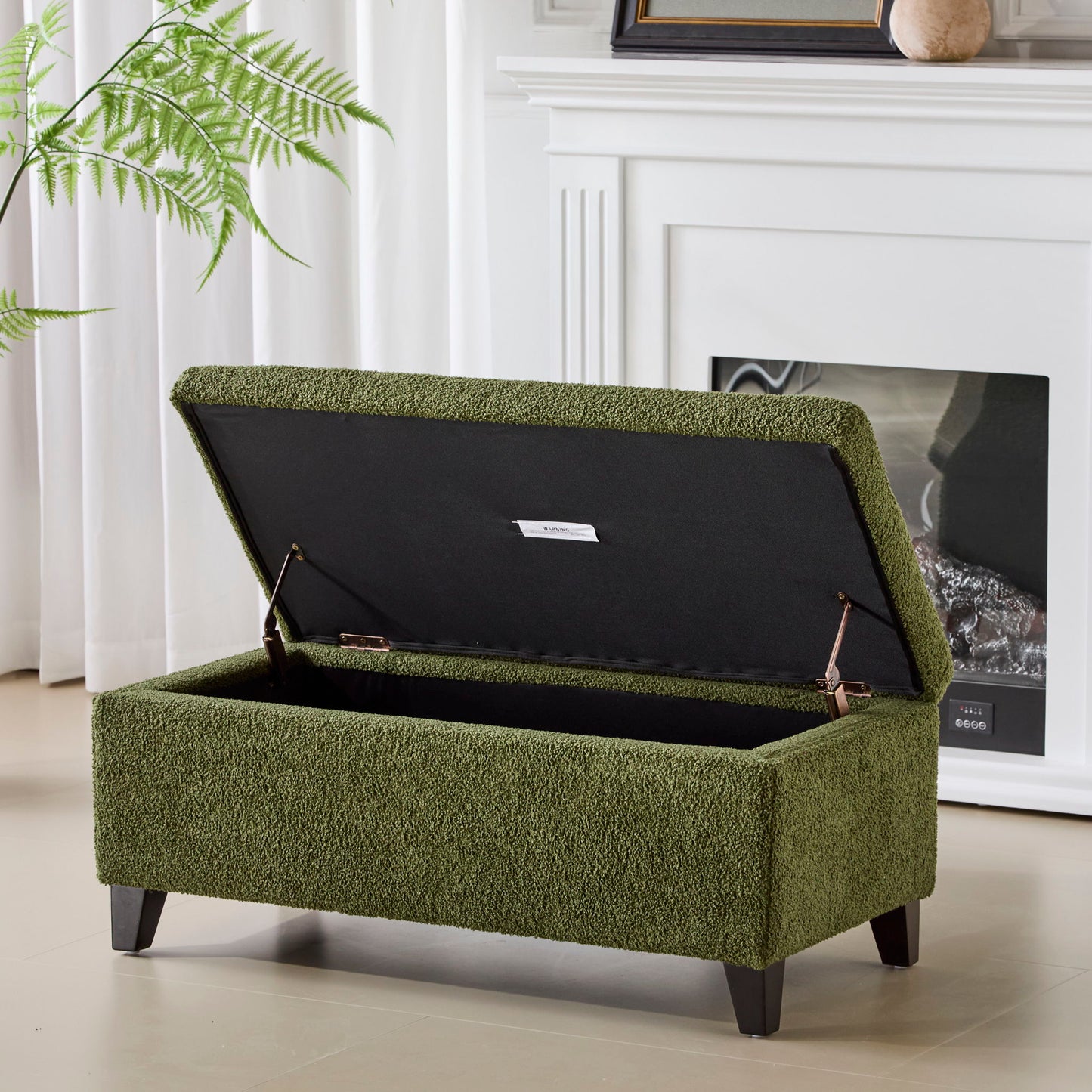 Storage Ottoman With Flip Top Lid - Retro Green Noble House