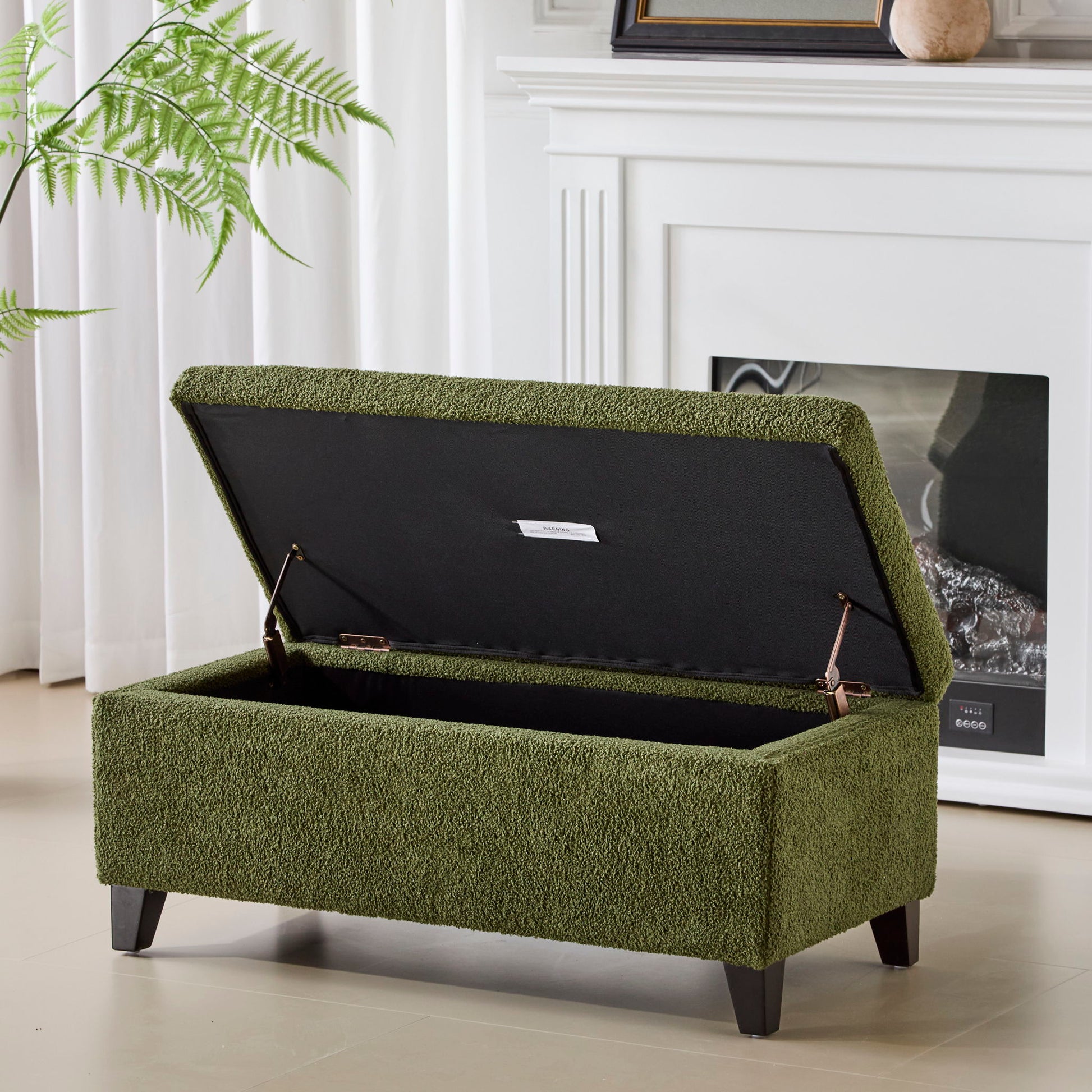 Storage Ottoman With Flip Top Lid - Retro Green Noble House