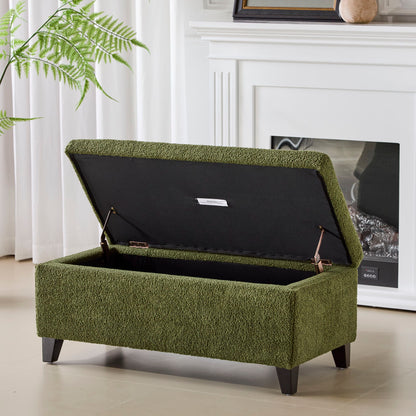 Storage Ottoman With Flip Top Lid - Retro Green Noble House