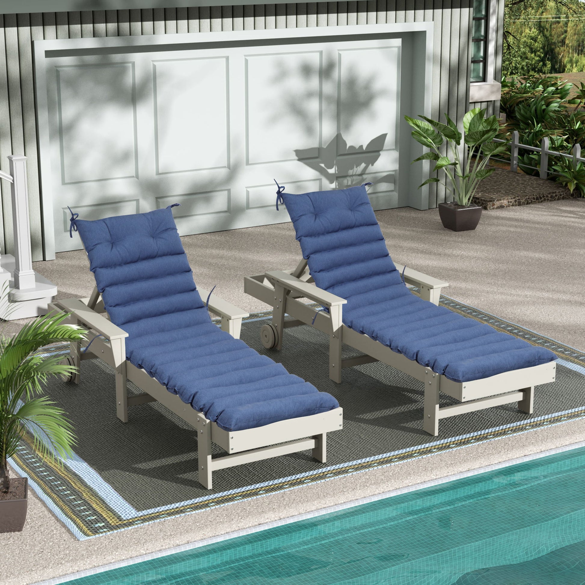2 Piece Outdoor Chaise Lounge Chair Cushion Set Home Essentials