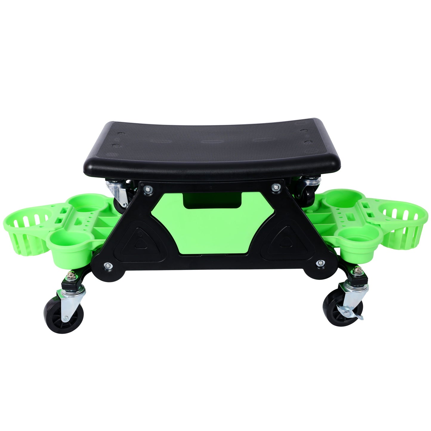 Rolling Detailing Creeper Seat With Wheels, Removable Tool Trays, 300 Lbs Capacity - Green Daily Nest