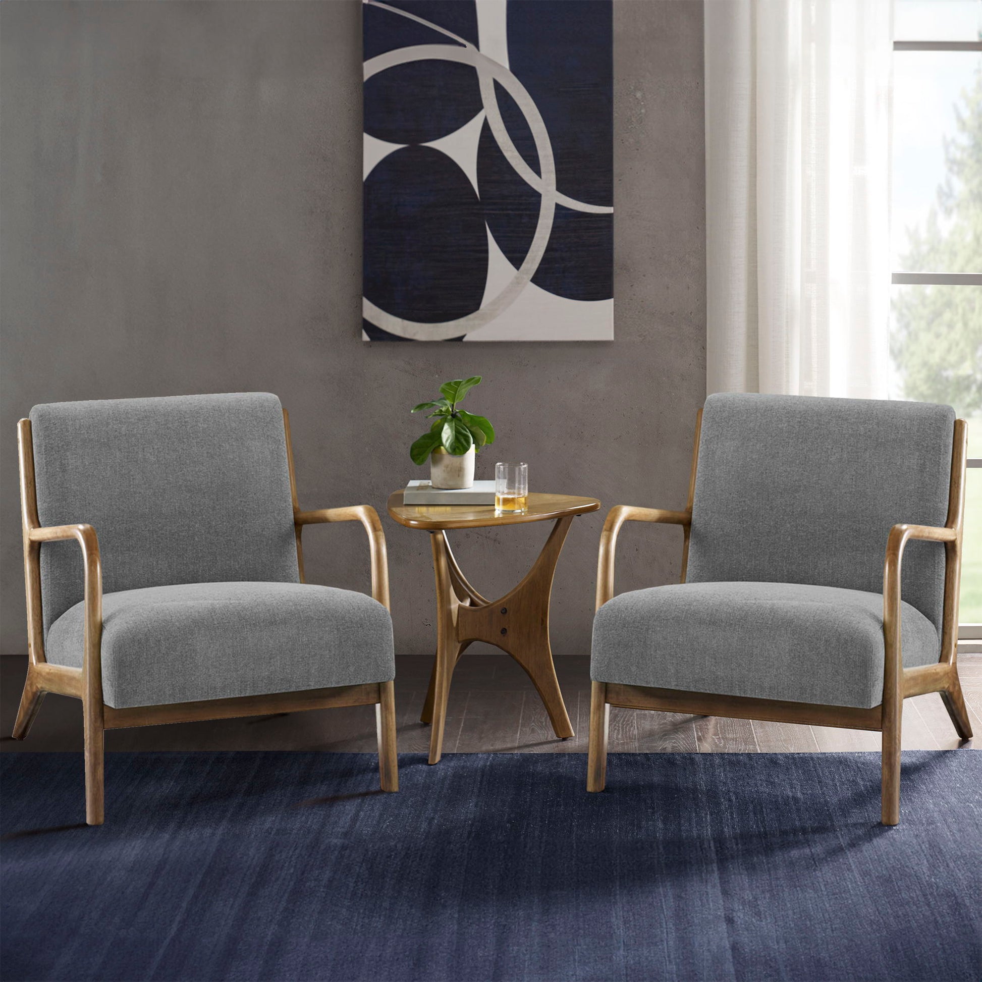 Novak - Mid-Century Modern Accent Armchair (Set of 2) - Gray INK+IVY