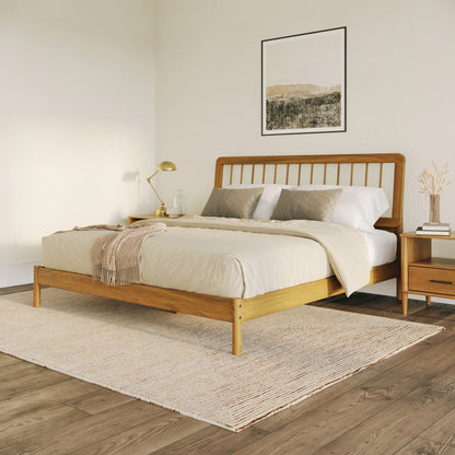 King Spindle Bed Mid Century Modern - Caramel Walker Edison