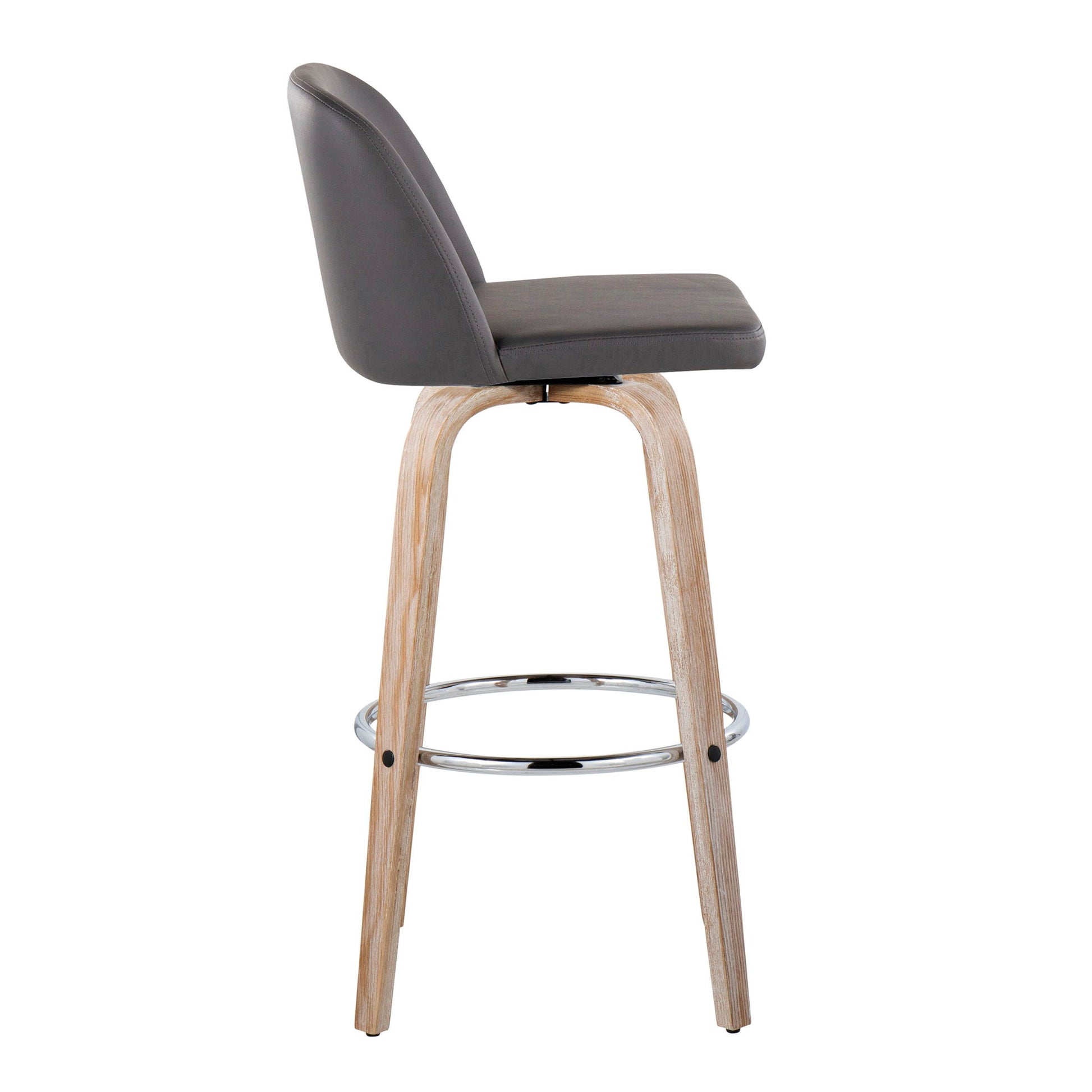 Toriano - Contemporary Fixed Height Barstool With Swivel & Round Footrest (Set of 2) Lumi Source