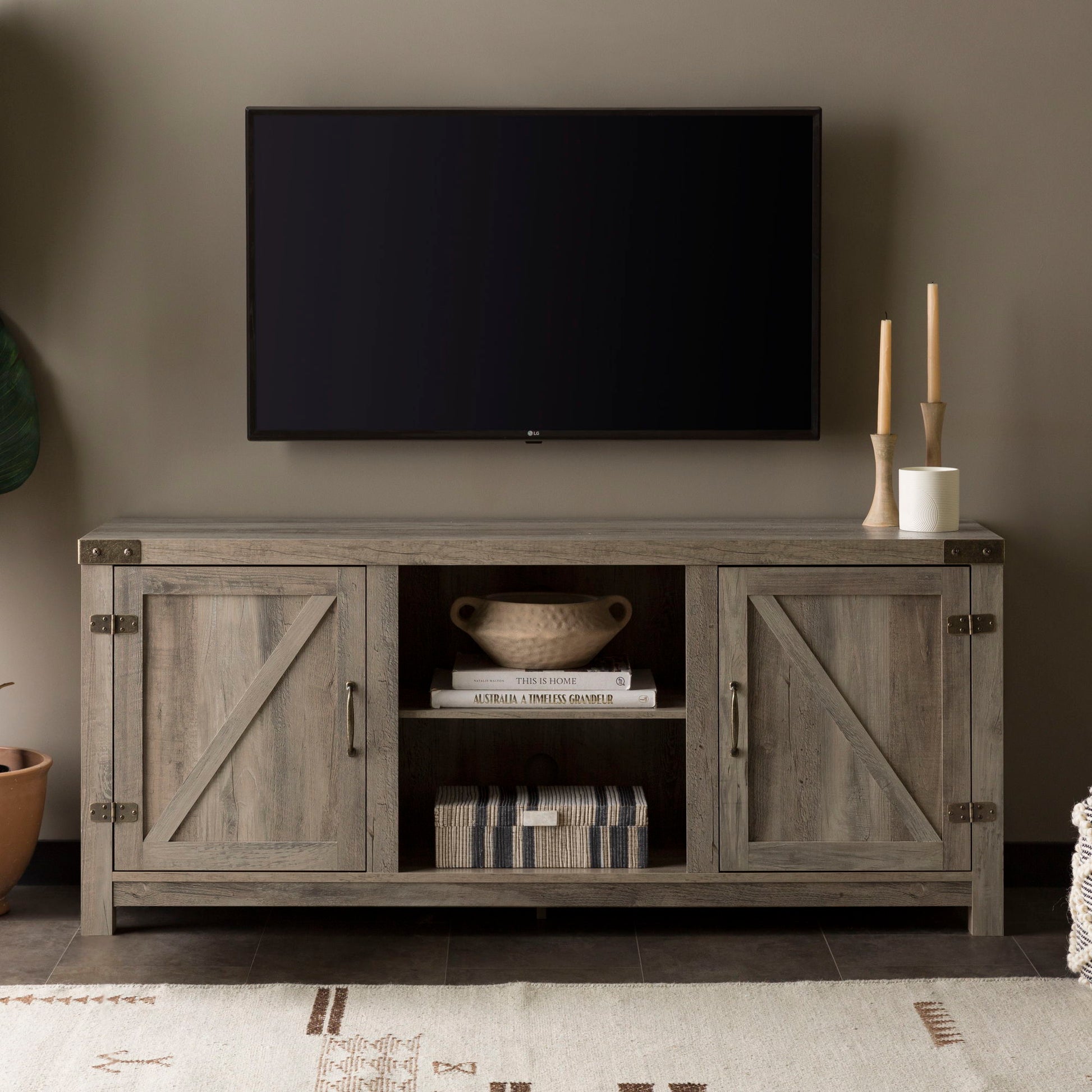 Farmhouse Barn Door TV Stand For TVs Up To 65" Walker Edison