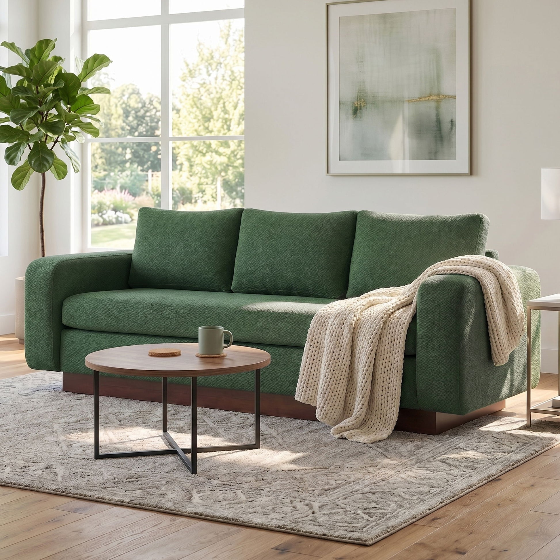 Modern 3 Seater Sofa, Living Room Couch Noble House