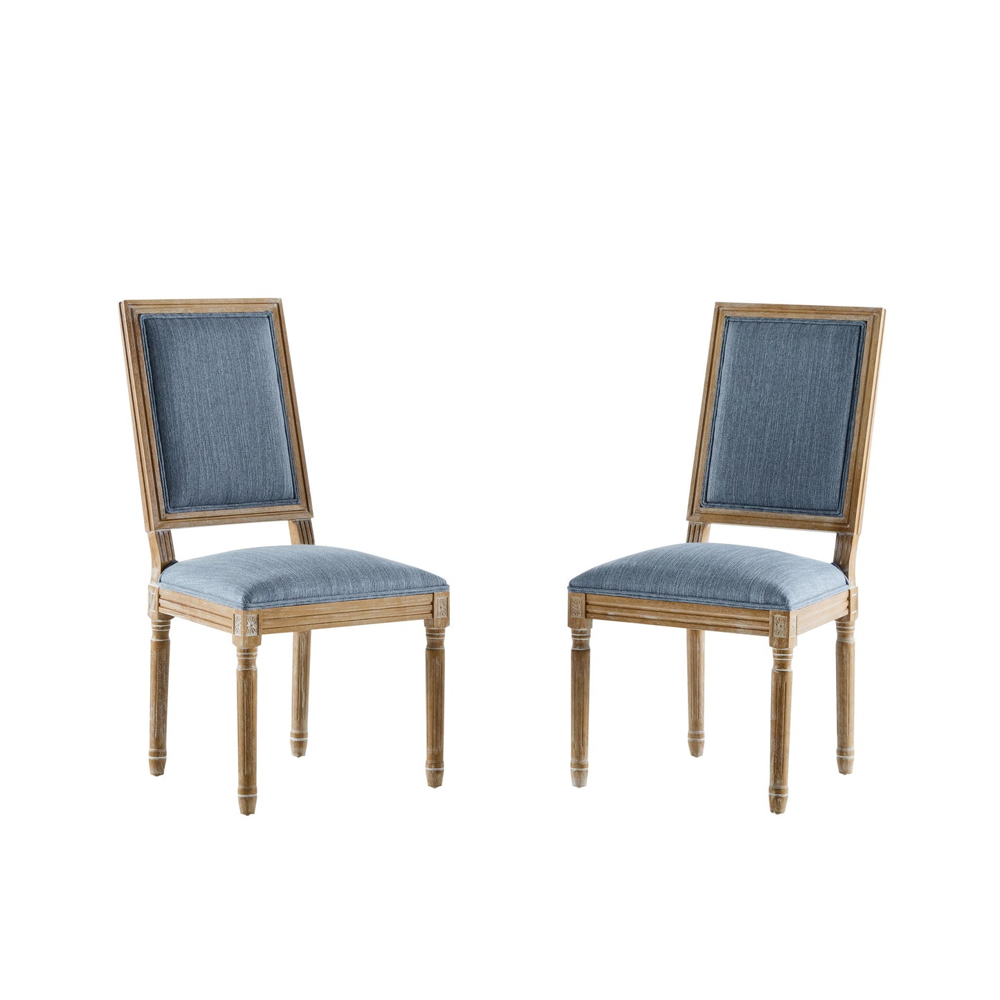 French Country Style Dining Chair With Upholstered Seating And Fluted Legs Noble House