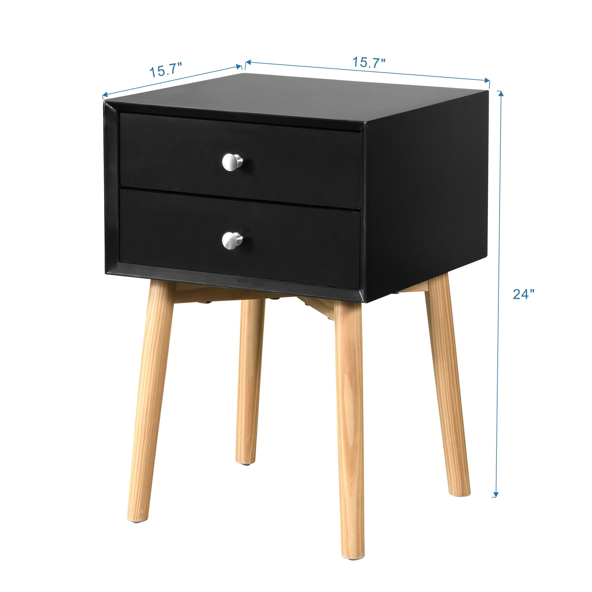 Side Table With 2 Drawer, Mid-Century Modern Storage Cabinet For Bedroom Home Essentials