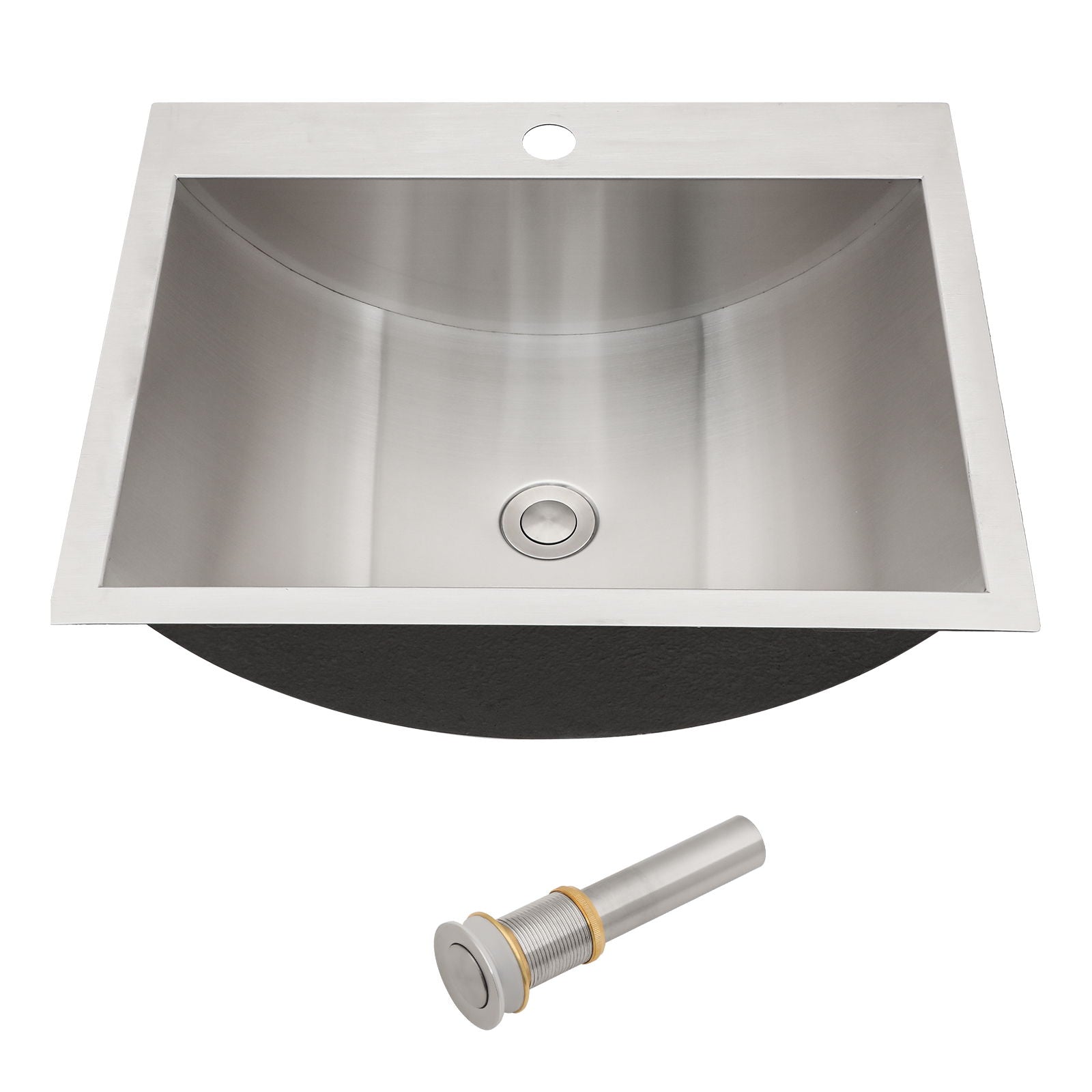 21 X 17" Drop In Bathroom Sink With Pop Up Drain, Stainless Steel Su304, Durable & Rust Resistant, Easy Installation - Brushed Nickel Daily Nest