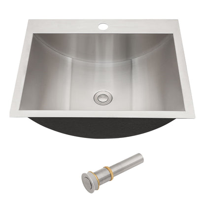 21 X 17" Drop In Bathroom Sink With Pop Up Drain, Stainless Steel Su304, Durable & Rust Resistant, Easy Installation - Brushed Nickel Daily Nest