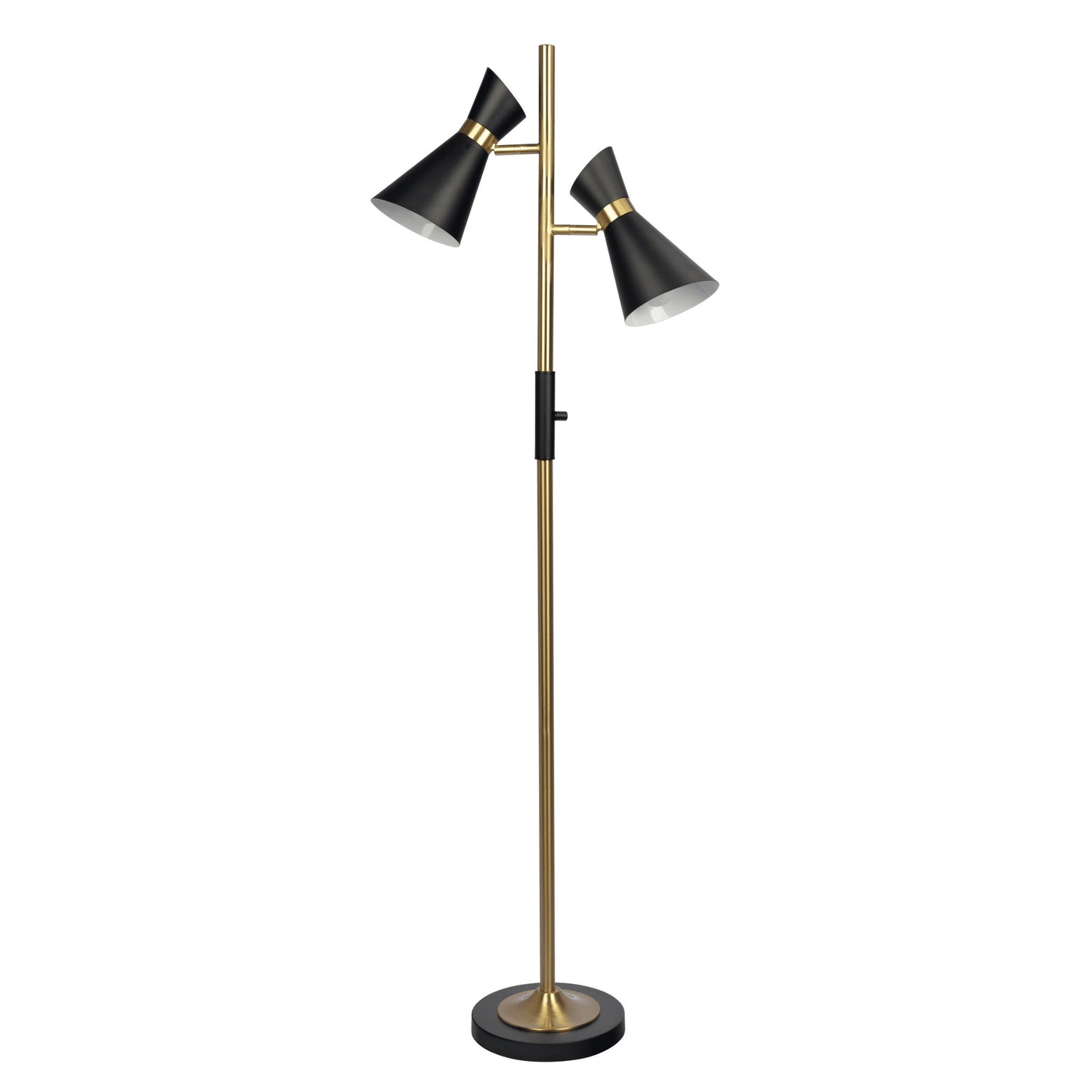 Axis - Floor Lamp With 4 Way Switch Double Spots With Base - Black / Gold Ashcroft Furniture