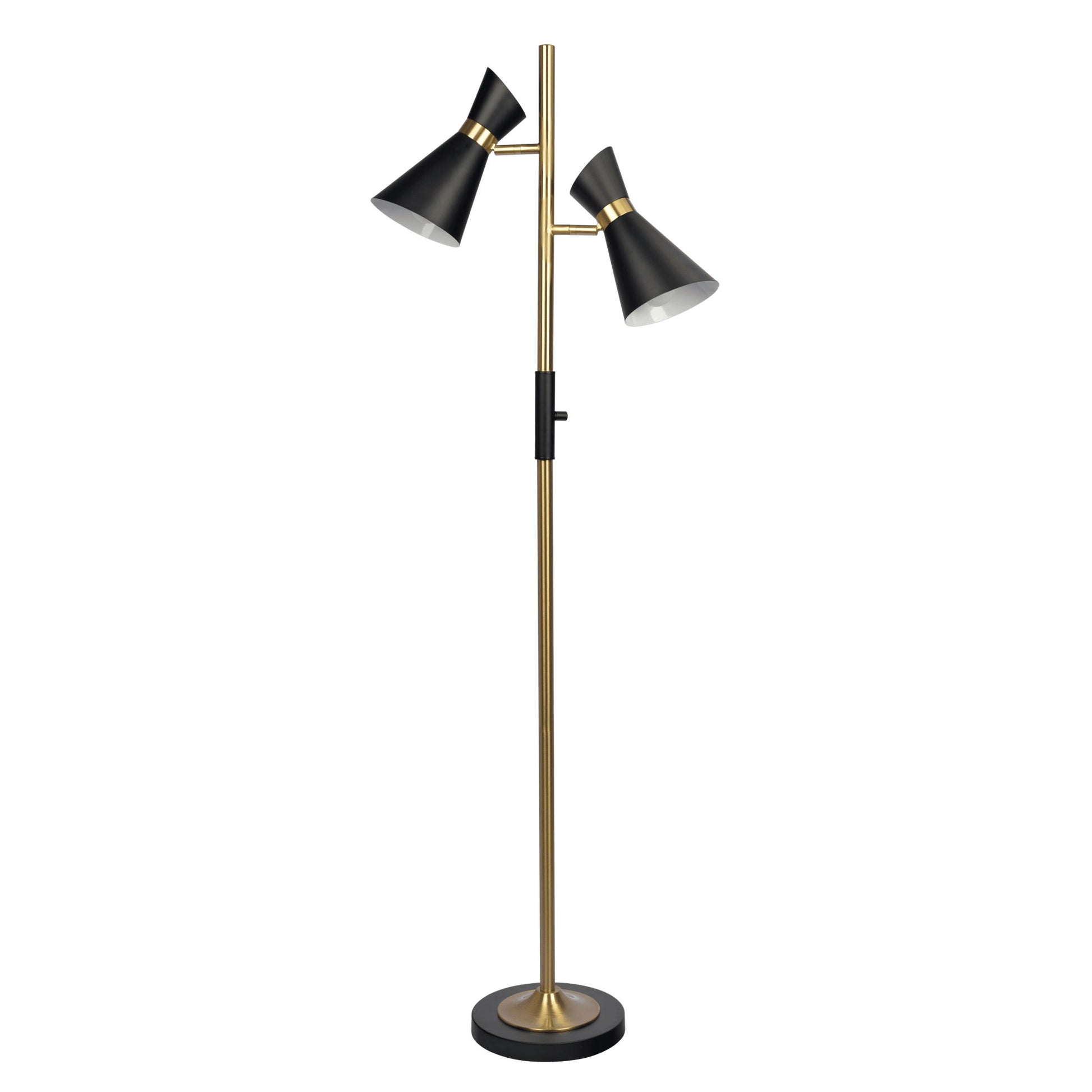 Axis - Floor Lamp With 4 Way Switch Double Spots With Base - Black / Gold Ashcroft Furniture