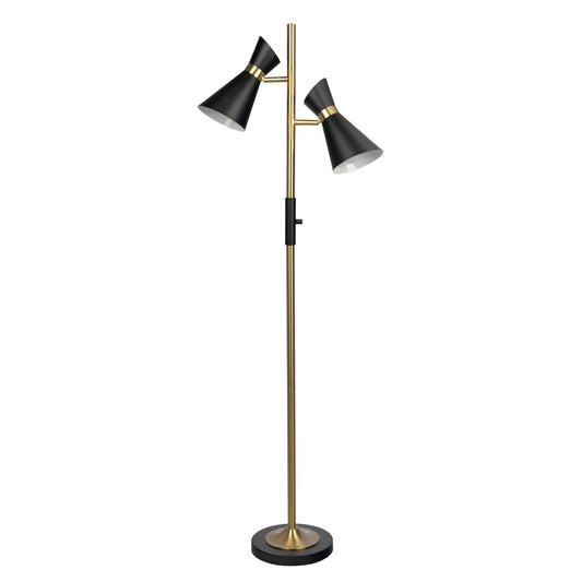 Axis - Floor Lamp With 4 Way Switch Double Spots With Base - Black / Gold Ashcroft Furniture