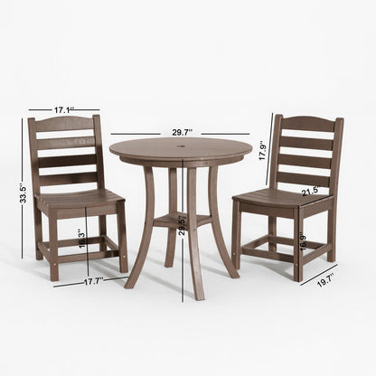 3 Piece Outdoor Dining Set, Round Patio Table With 2 Armless Chairs Home Essentials