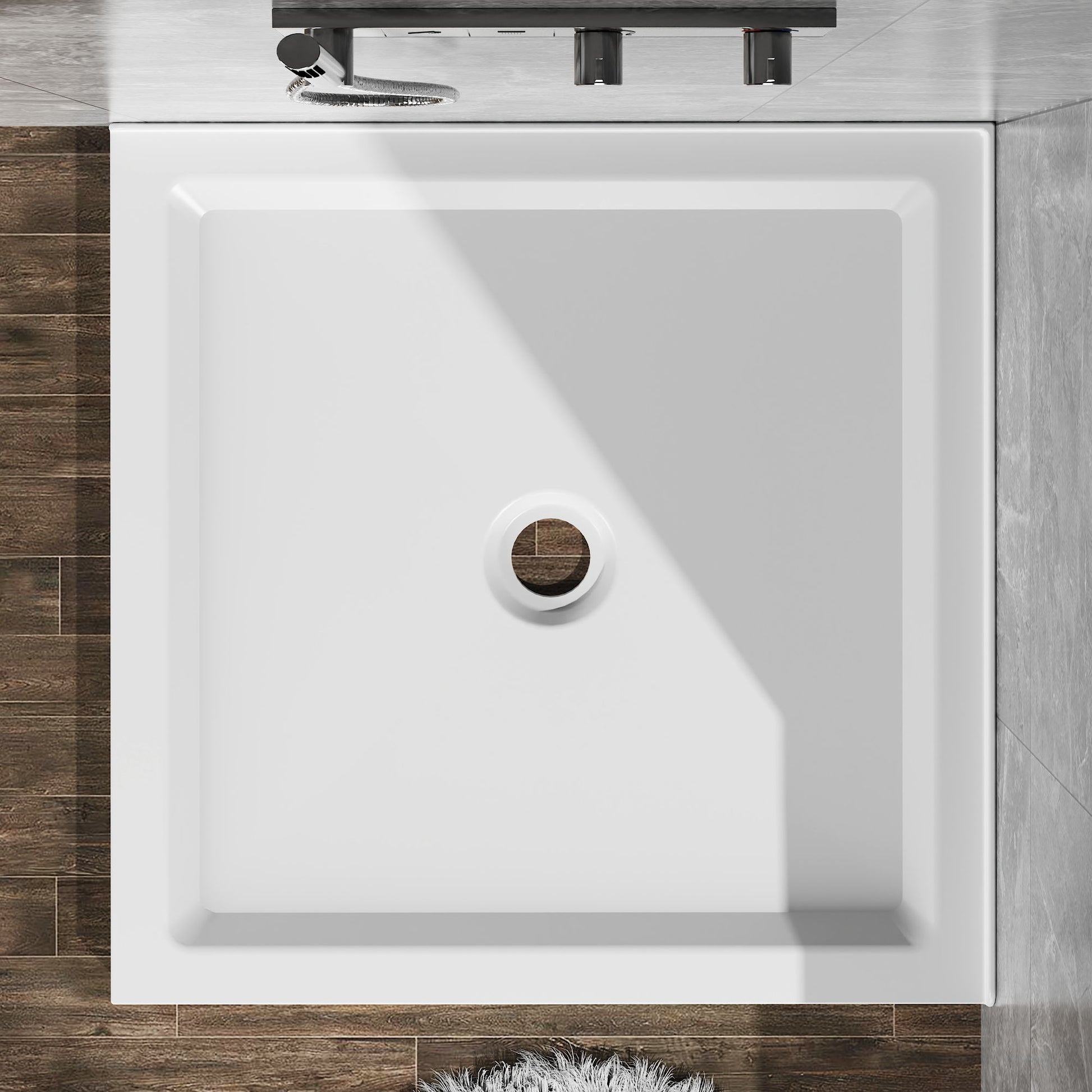 Anti Slip Double Threshold Shower Base - White Daily Nest