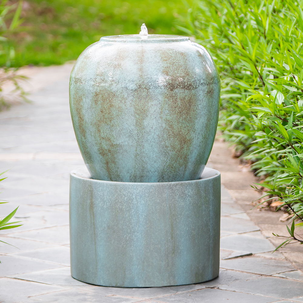 Heavy Outdoor Cement Fountain Antique, Cute Unique Urn Design Water Feature For Home Garden Daily Nest