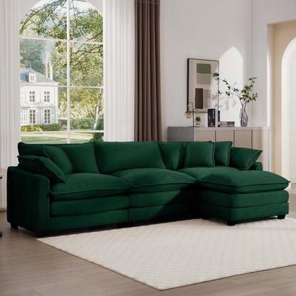 Modern Oversized Modular Cushion Sofa With Ottoman, Low Back, Deep Seating Sofa Set Home Essentials