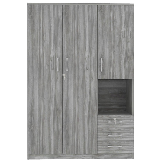 2 Doors Wardrobe Storage For Bedroom With Shelves And 3 Drawers