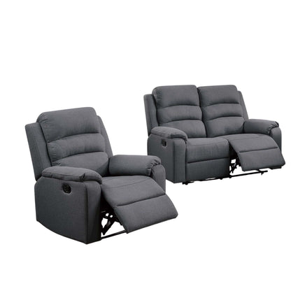 2 Piece Living Room Set With Manual Reclining Loveseat And Recliner Home Essentials