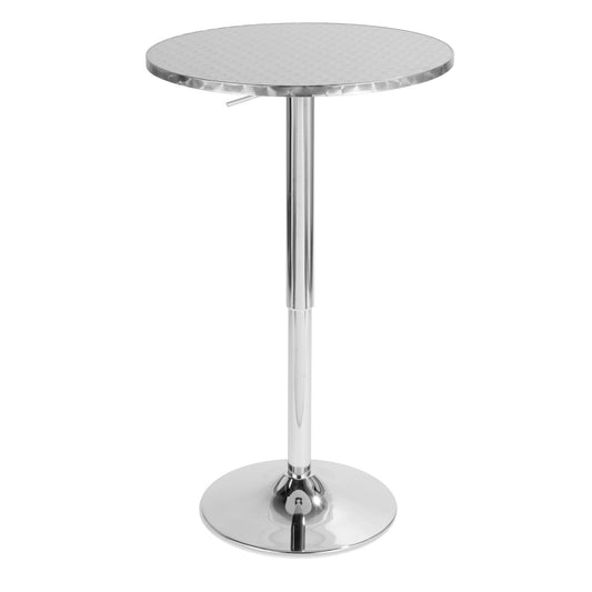 Bistro - Contemporary Adjustable Round Bar Table - Silver Lumi Source