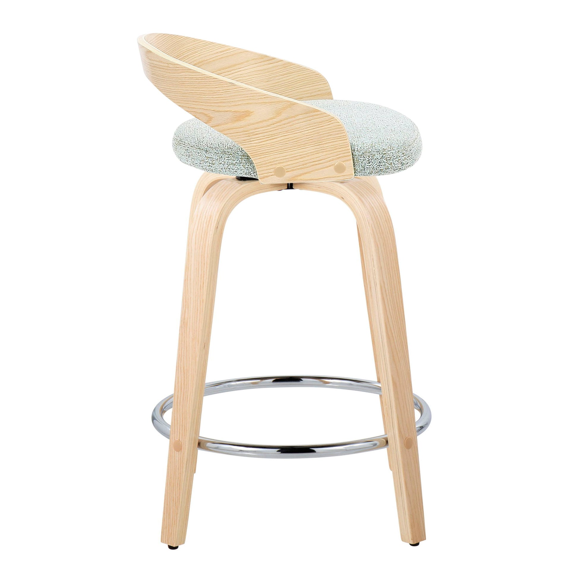 Grotto - Contemporary Fixed Height Counter Stool & Swivel, Round Footrest (Set of 2) Lumi Source