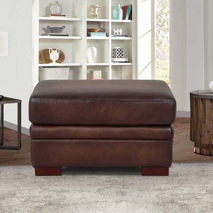 Brookfield - Leather Ottoman - Caramel Hydeline Furniture