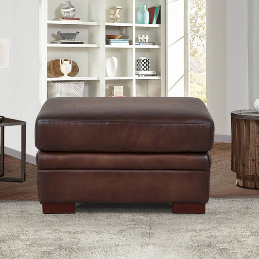 Brookfield - Leather Ottoman - Caramel Hydeline Furniture