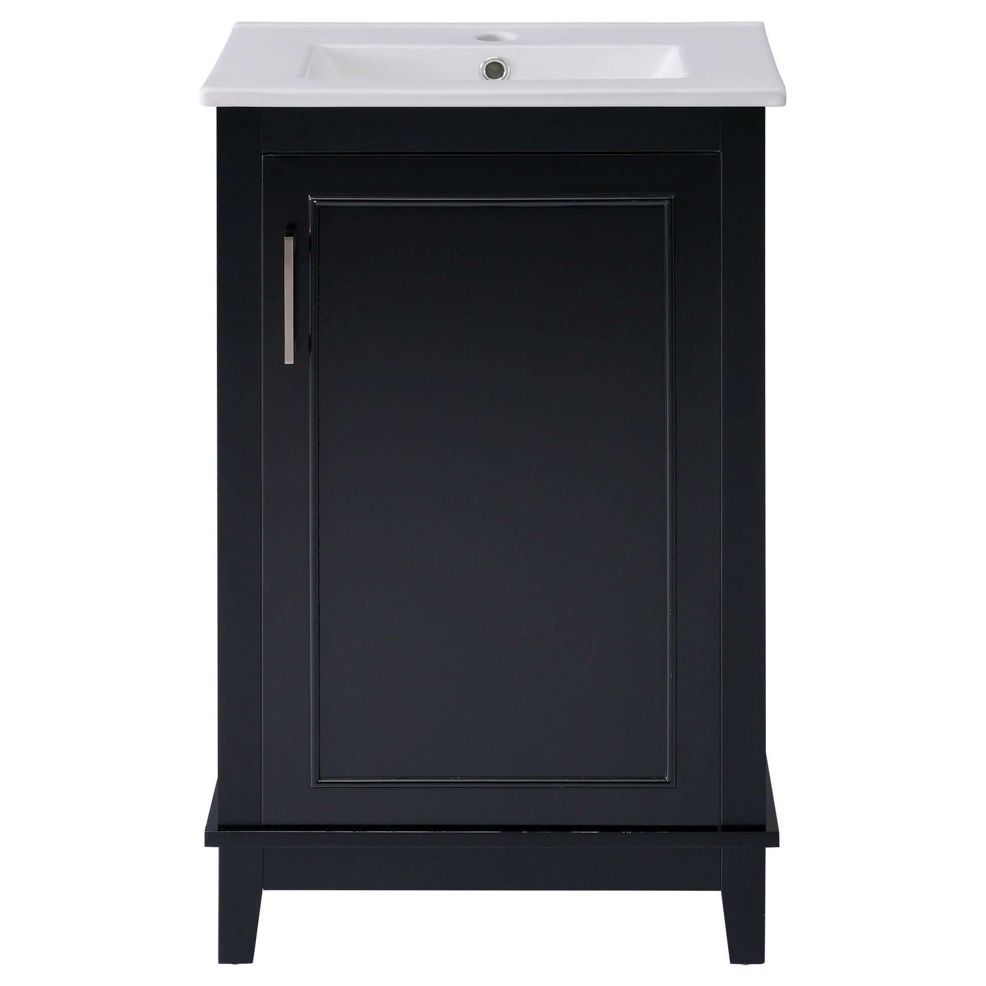 Modern Small Bathroom Vanity Cabinet With Ceramic Basin, Ample Storage, 1 Soft Close Door Hearth and Haven