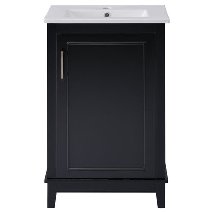 Modern Small Bathroom Vanity Cabinet With Ceramic Basin, Ample Storage, 1 Soft Close Door Hearth and Haven