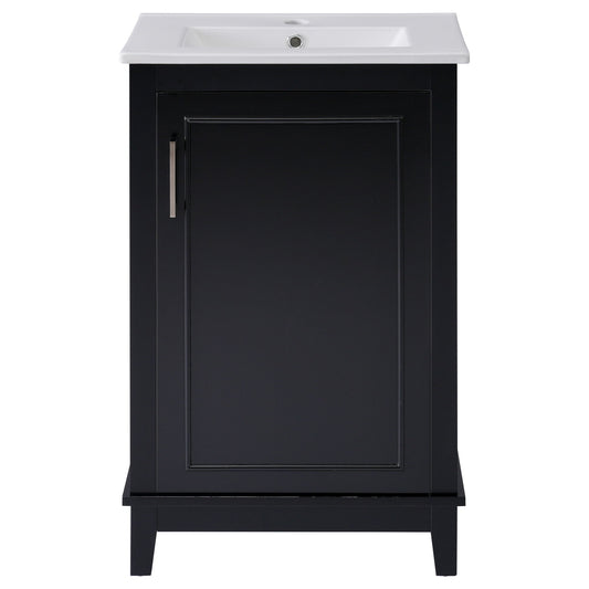 Modern Small Bathroom Vanity Cabinet With Ceramic Basin, Ample Storage, 1 Soft Close Door Hearth and Haven