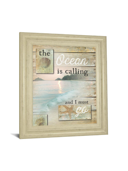 The Ocean Is Calling By Marla Rae - Framed Print Wall Art - Pearl Silver Classy Art
