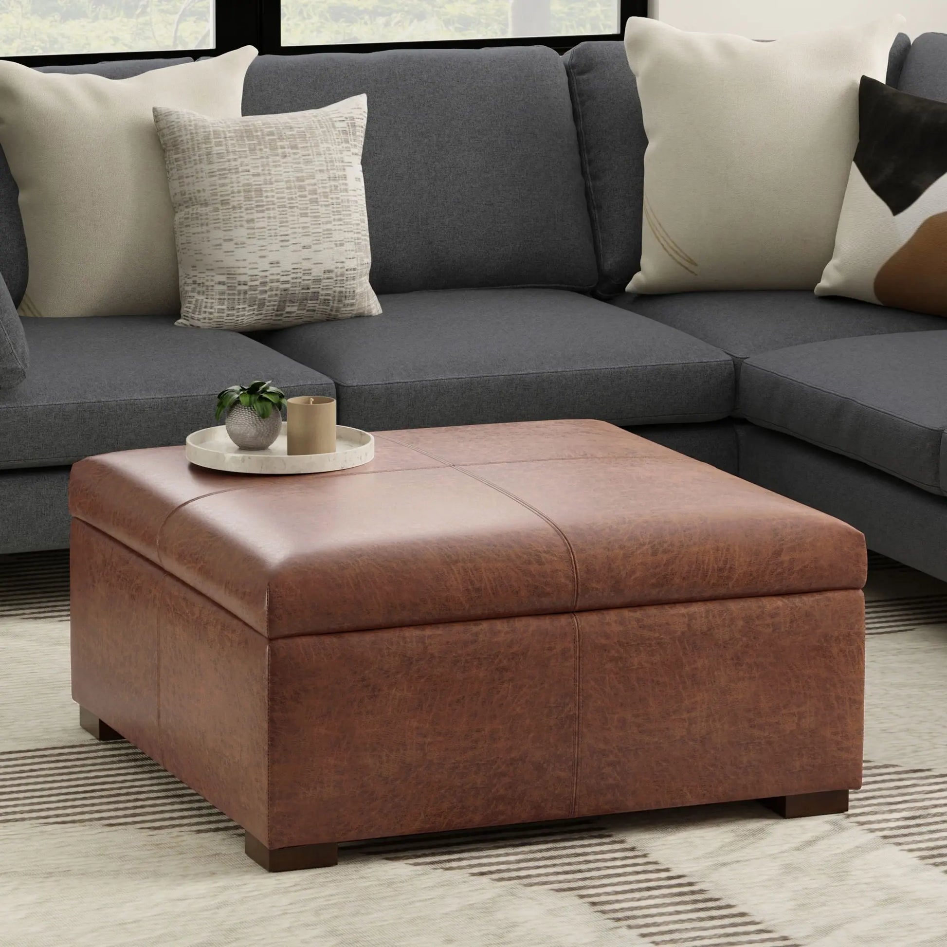 Gabbie - Coffee Table Upholstered Storage Ottoman Simpli-Home